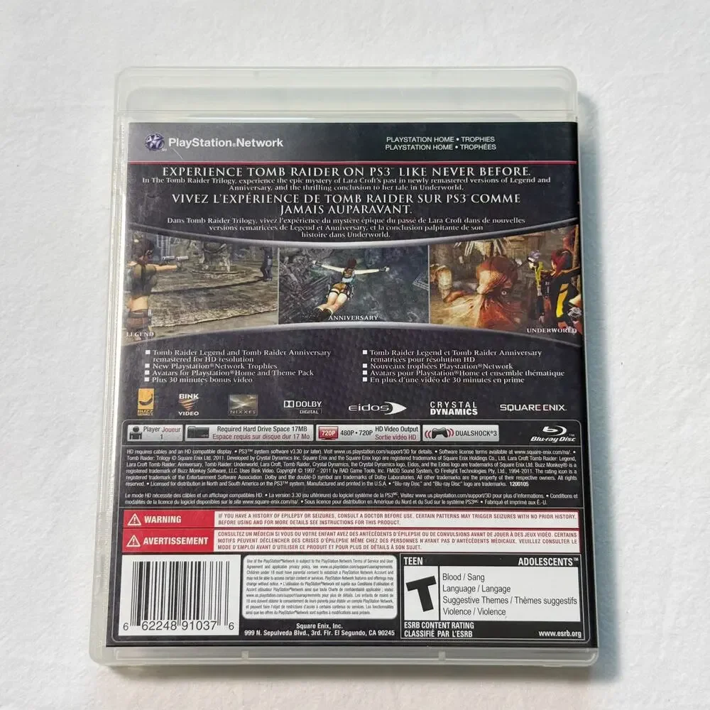 Tomb Raider Trilogy Playstation PS3 Game - CIB Tested Working - Manual Included